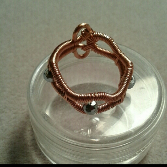 A genuine pyrite wire wrapped/woven wave ring - Picture 3 of 4